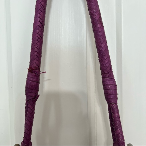 Purple woven leather hobo shoulder bag Elliott Lucca eggplant BV Intrecciato - Picture 7 of 12